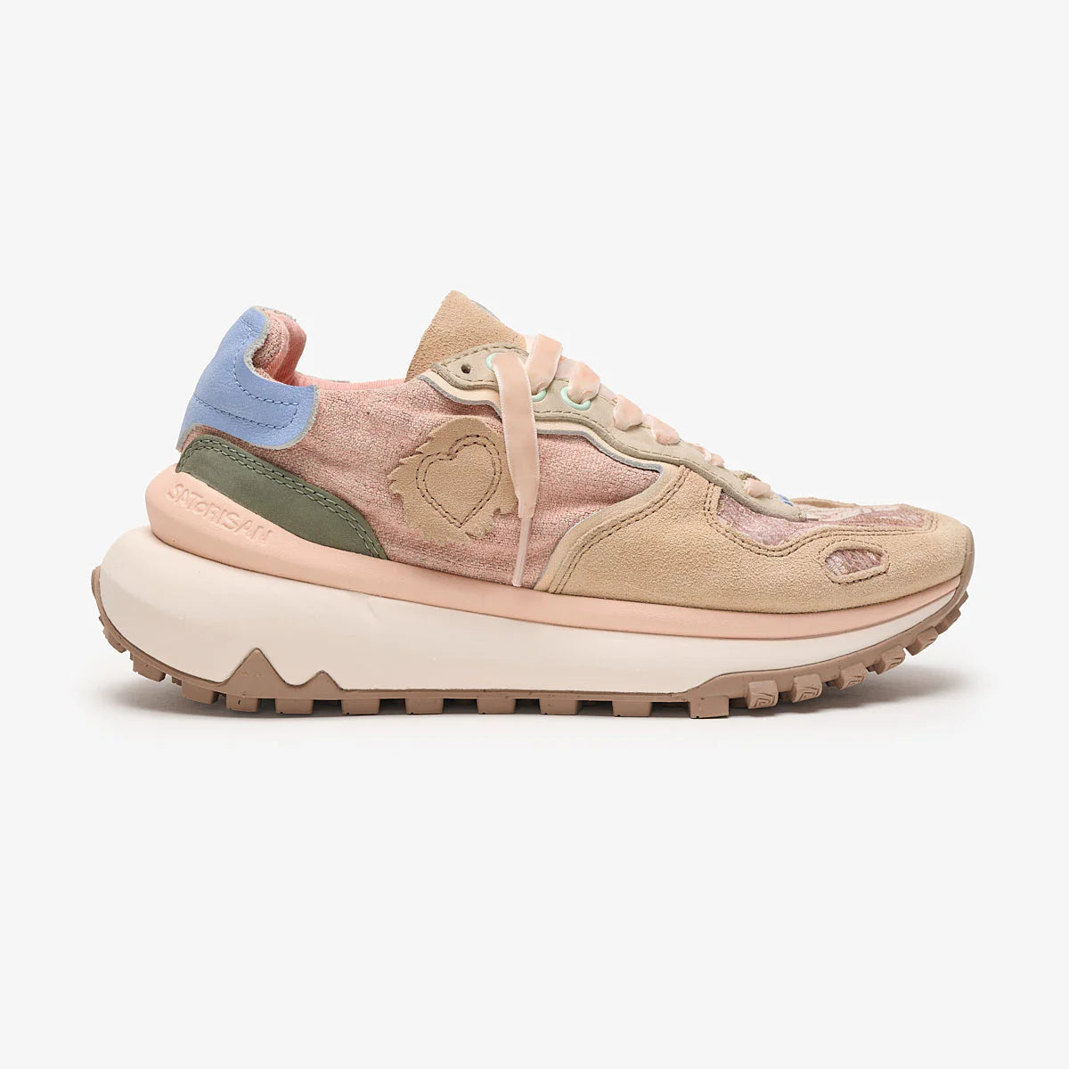 Satorisan Sneakers donna in lino e dettagli in suede multi pink