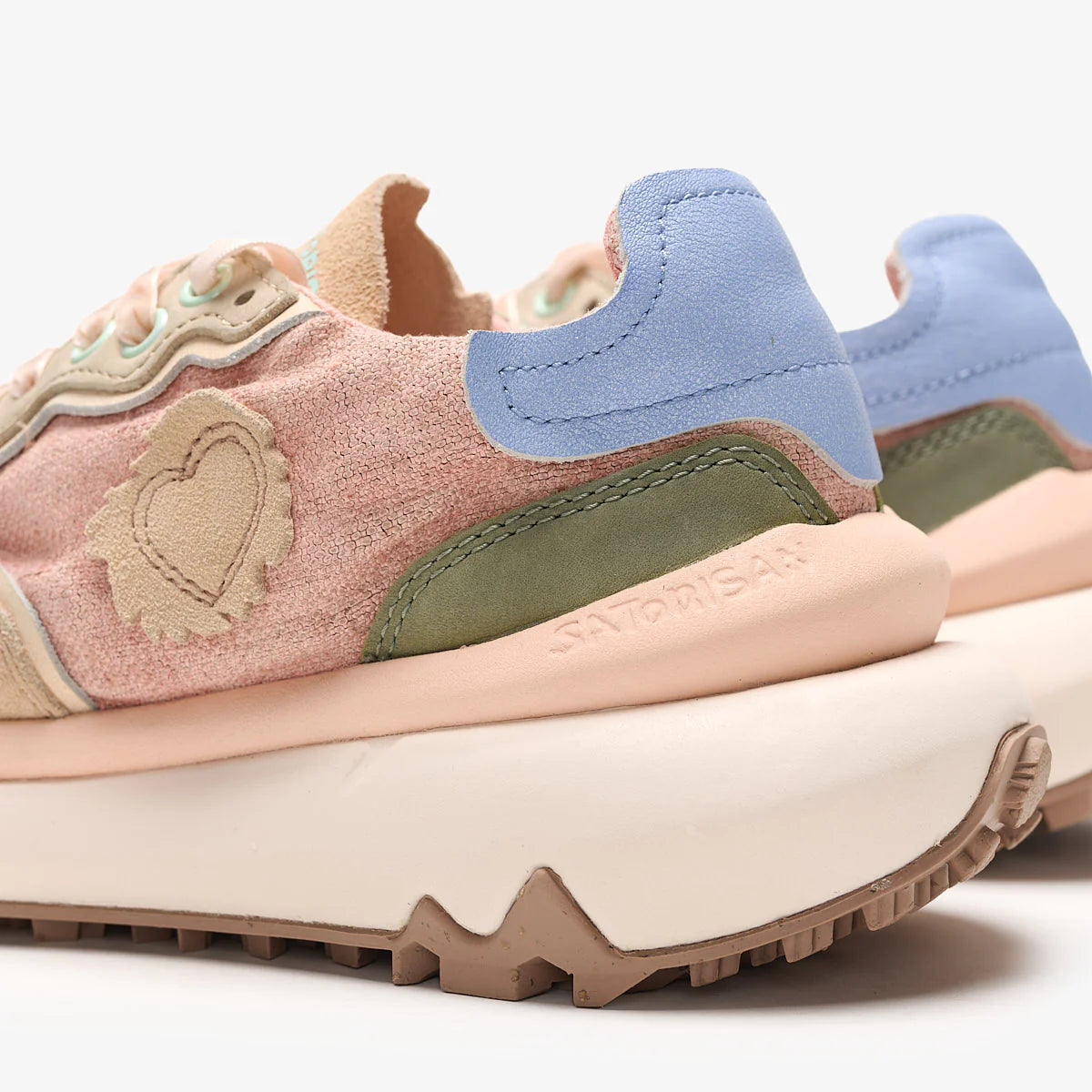 Satorisan Sneakers donna in lino e dettagli in suede multi pink