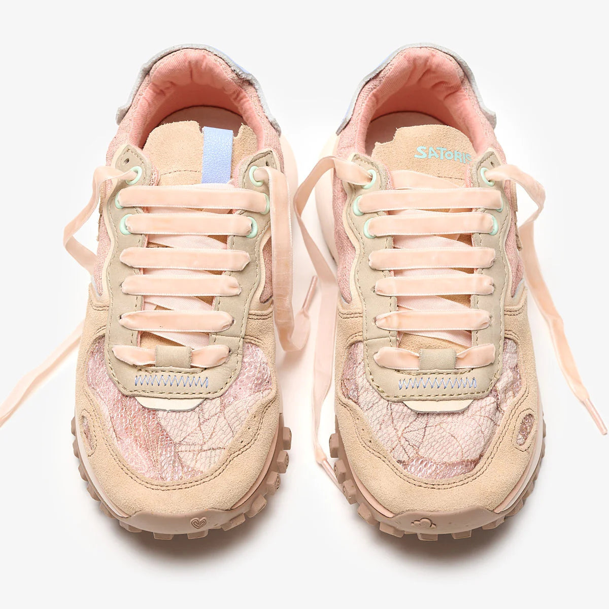 Satorisan Sneakers donna in lino e dettagli in suede multi pink