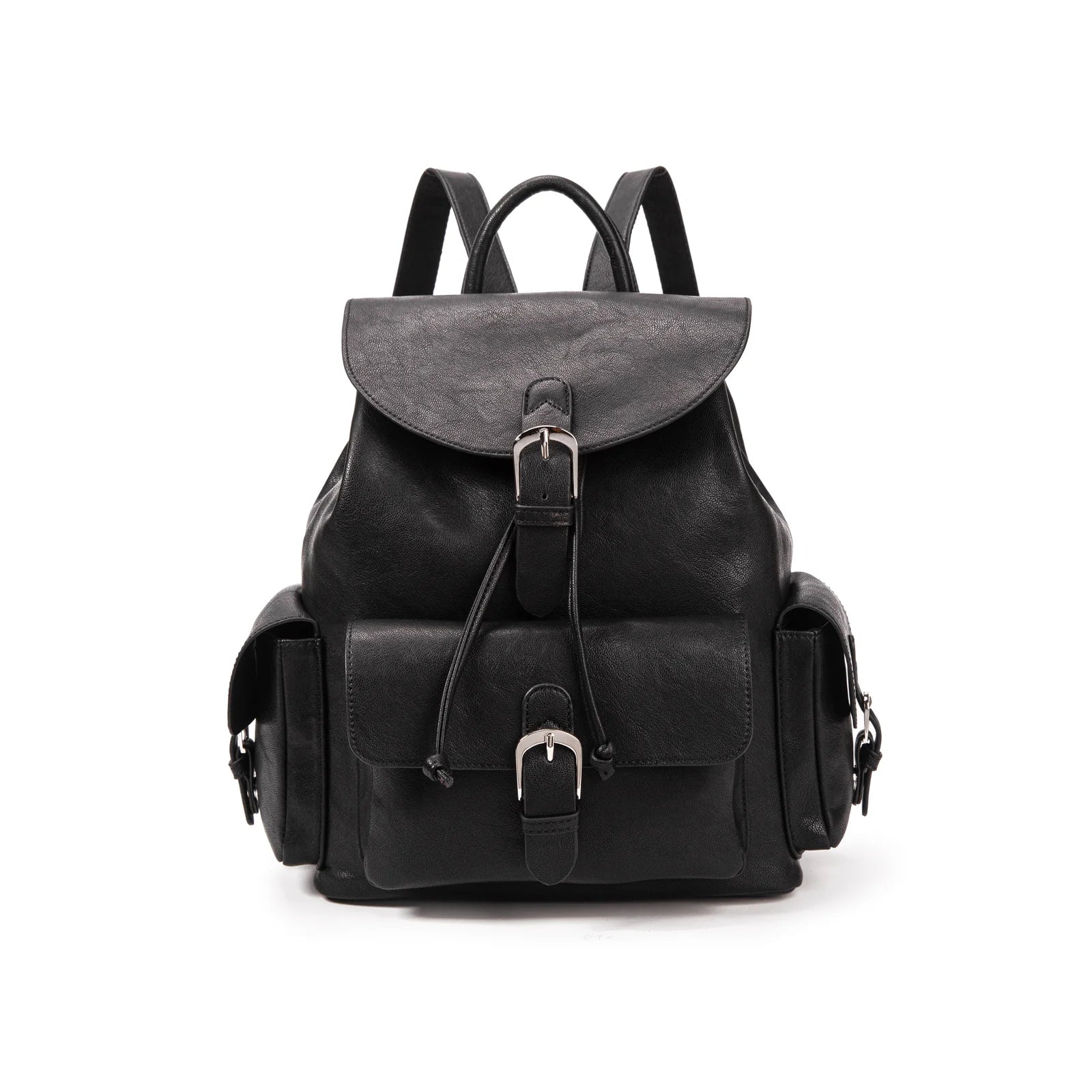 VIVIENNE D Zaino vintage con tasche e fibbie Ecopelle nero
