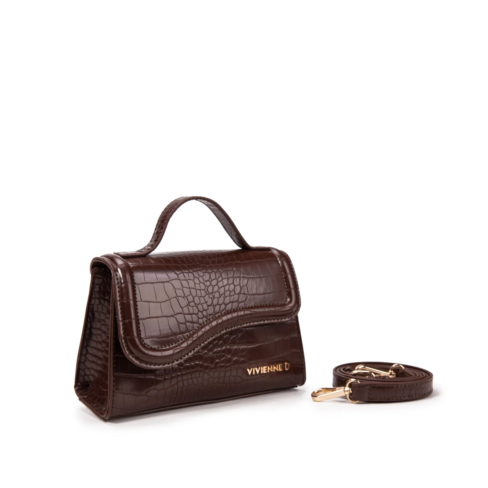 VIVIENNE D Micro borsa a mano dotata di tracolla lunga Ecopelle bordeaux