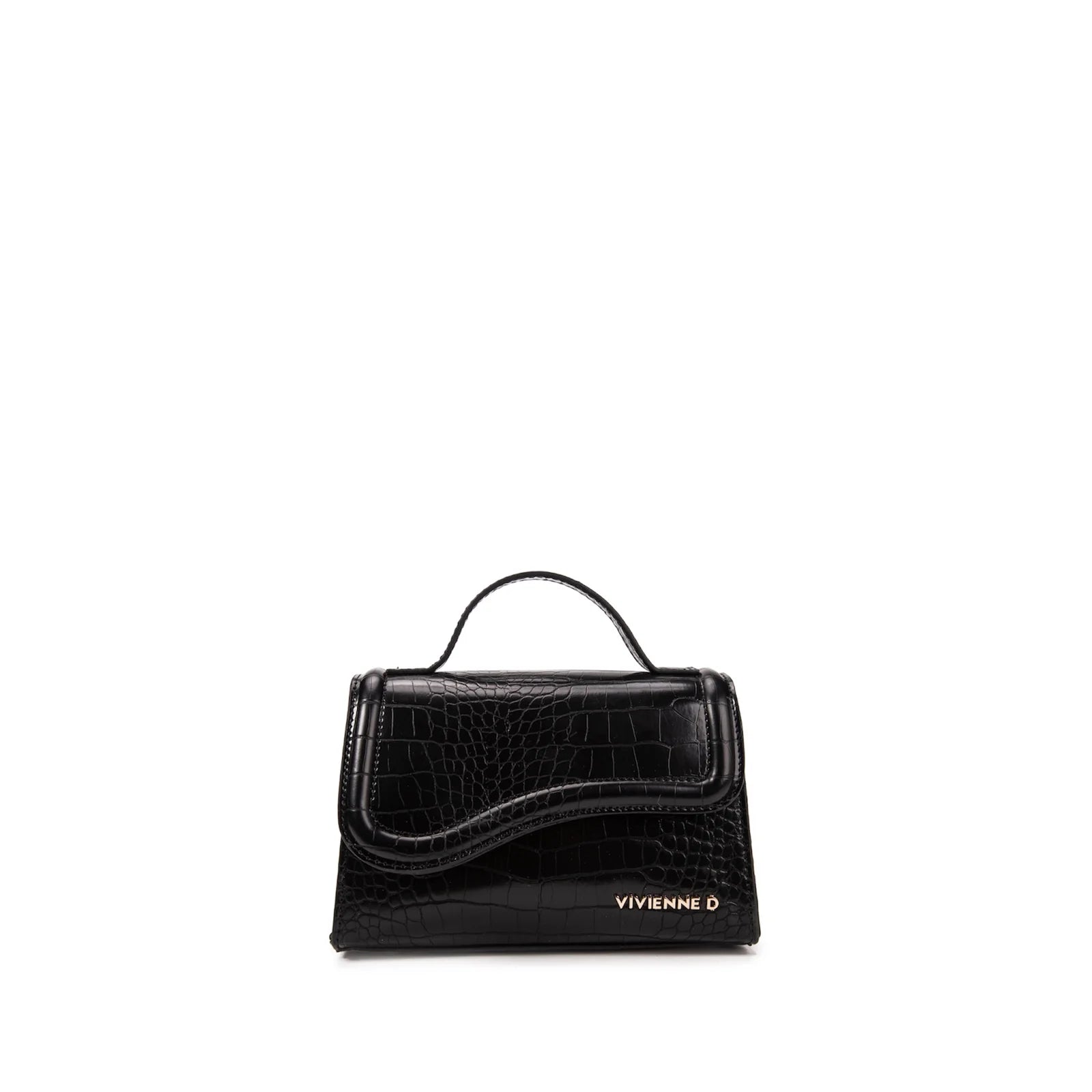 VIVIENNE D Micro borsa a mano dotata di tracolla lunga Ecopelle nero