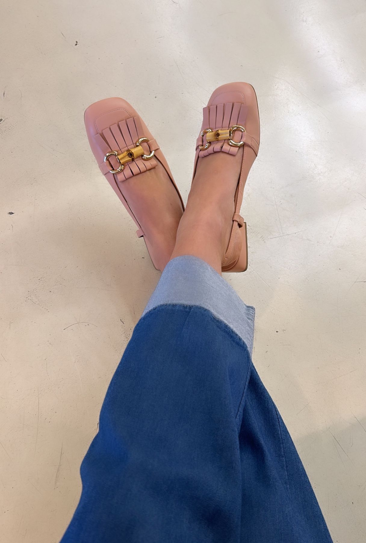 Altraofficina Slingback donna in nappa phard con frangia e dettaglio in bamboo