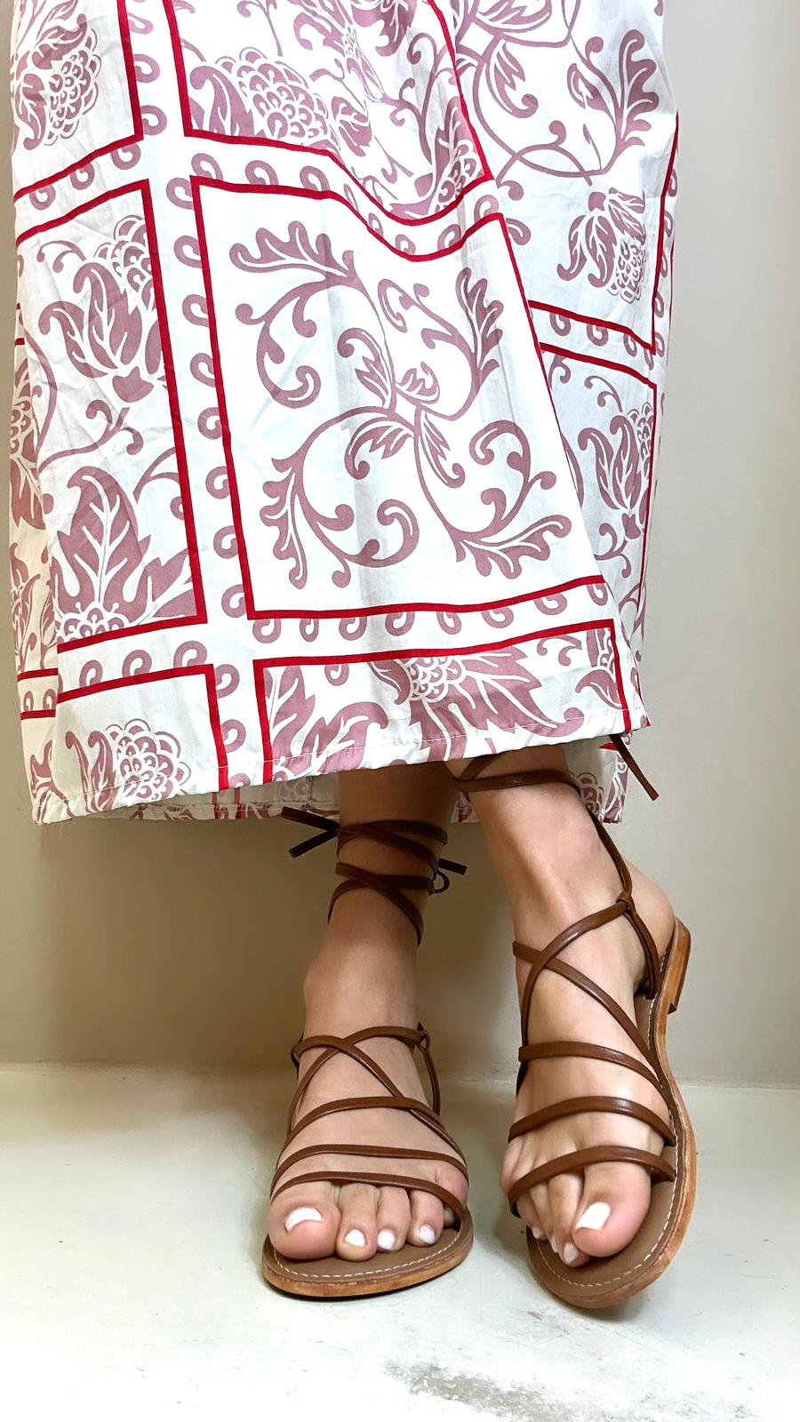 CB Fusion Sandalo donna infradito alla schiava con lacci sottili in pelle cuoio