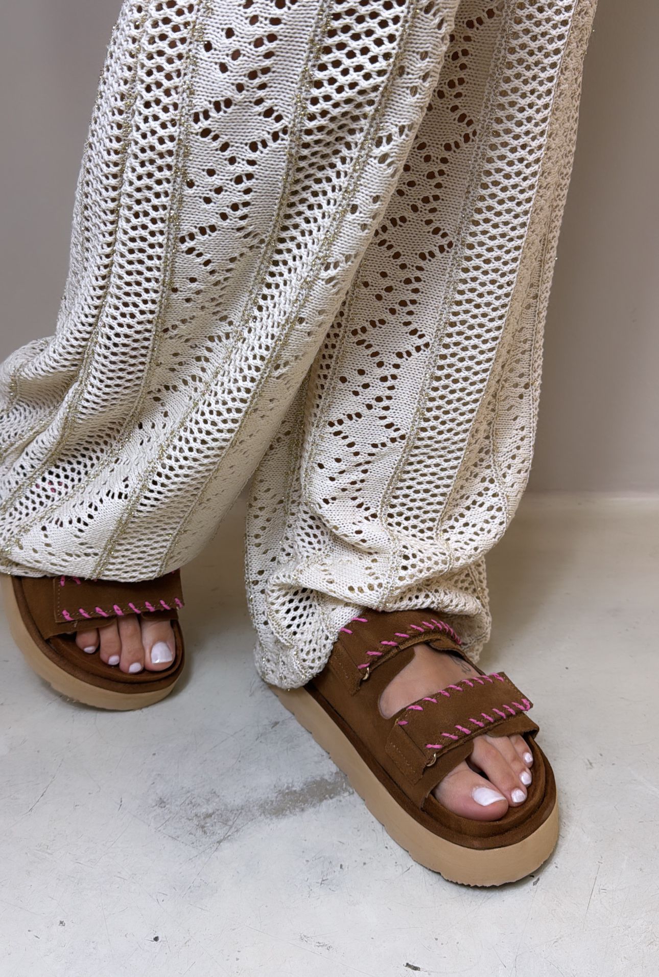 Colors of califonia Sandalo donna platform in suede cuoio