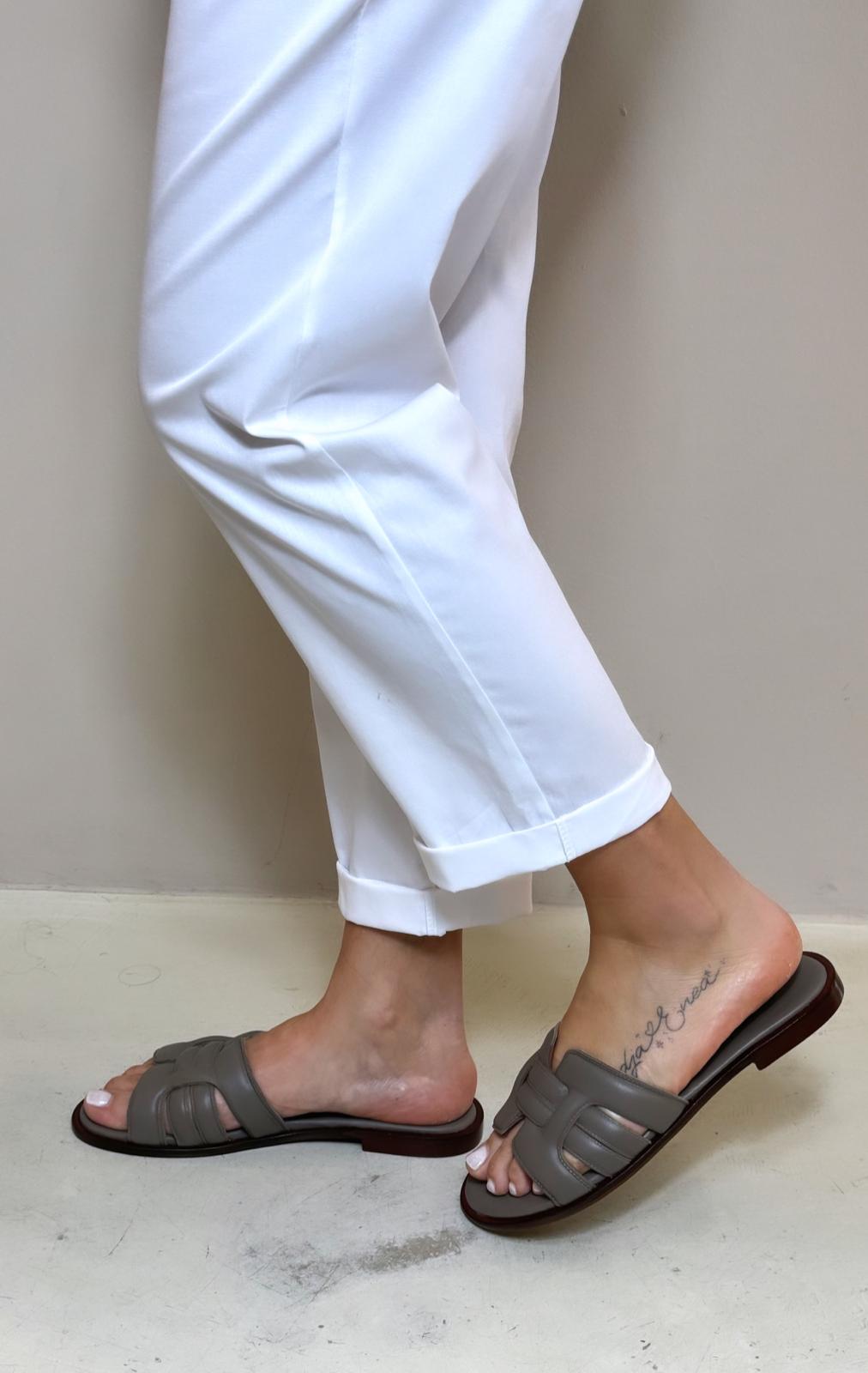 Mosaic Ciabatta Slider donna in pelle intrecciata taupe