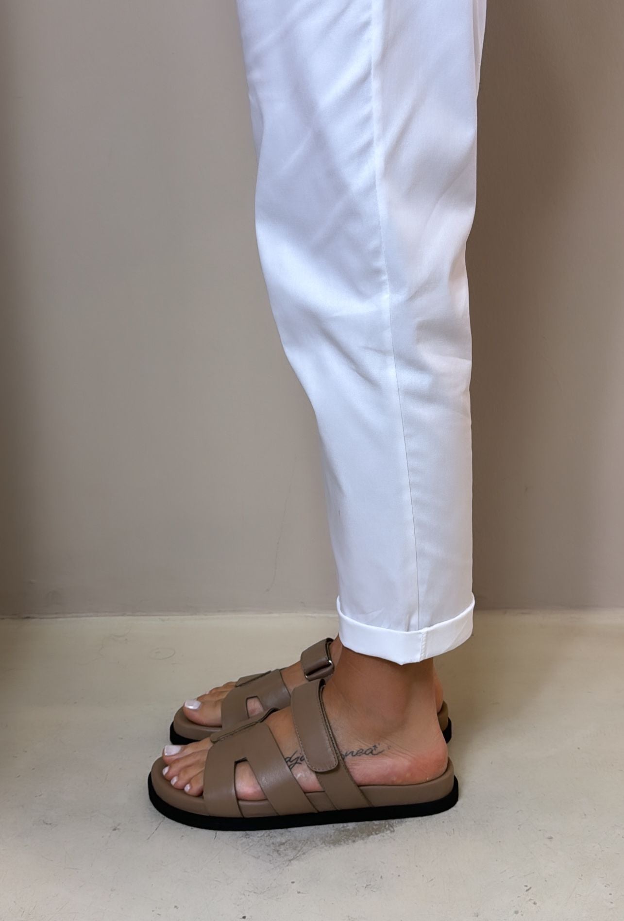 Mosaic Ciabatta Slider donna in pelle taupe
