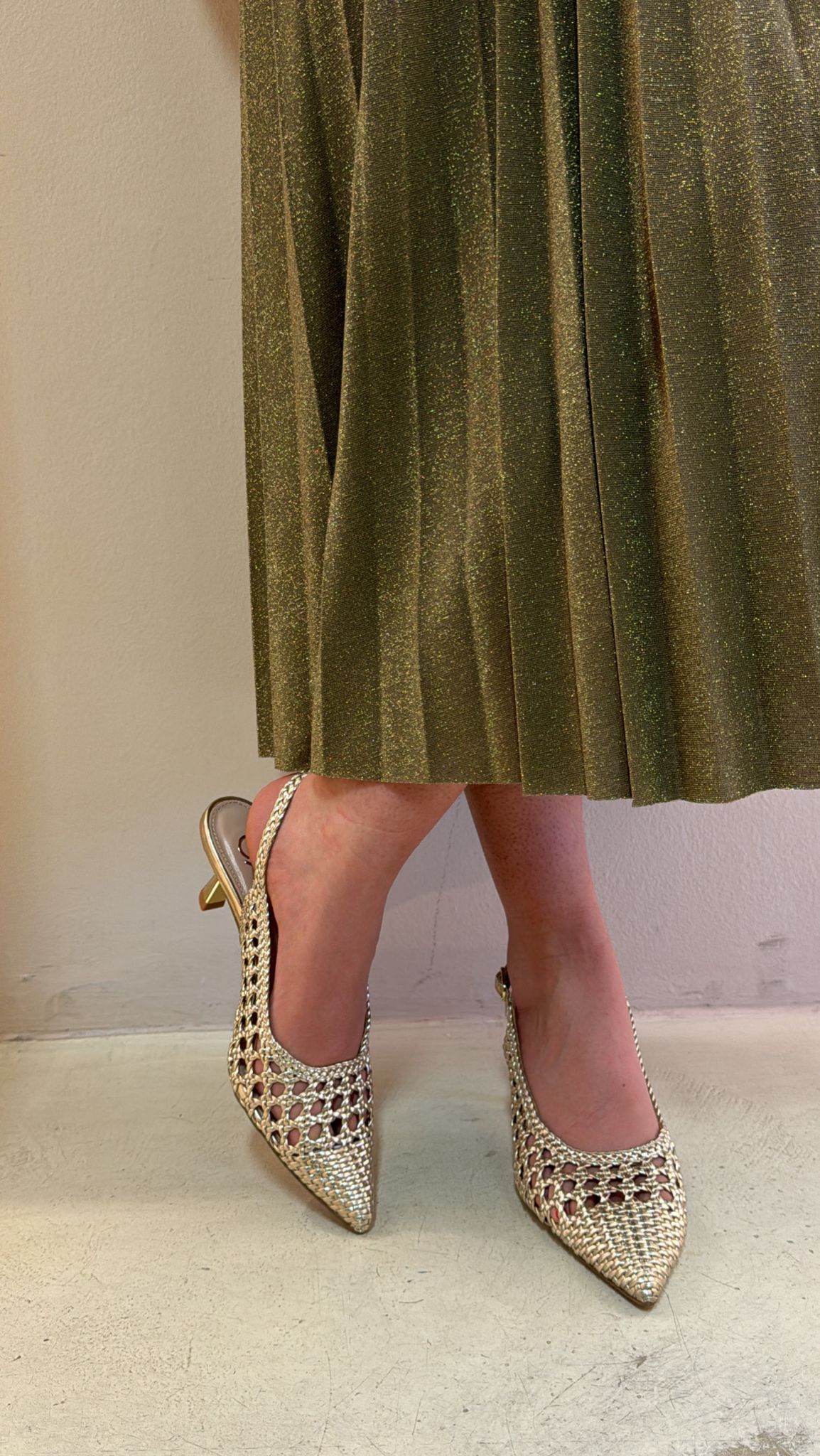Exé Slingback donna intrecciato gold