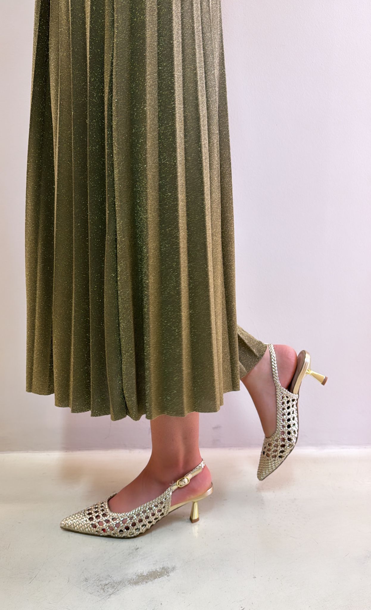 Exé Slingback donna intrecciato gold