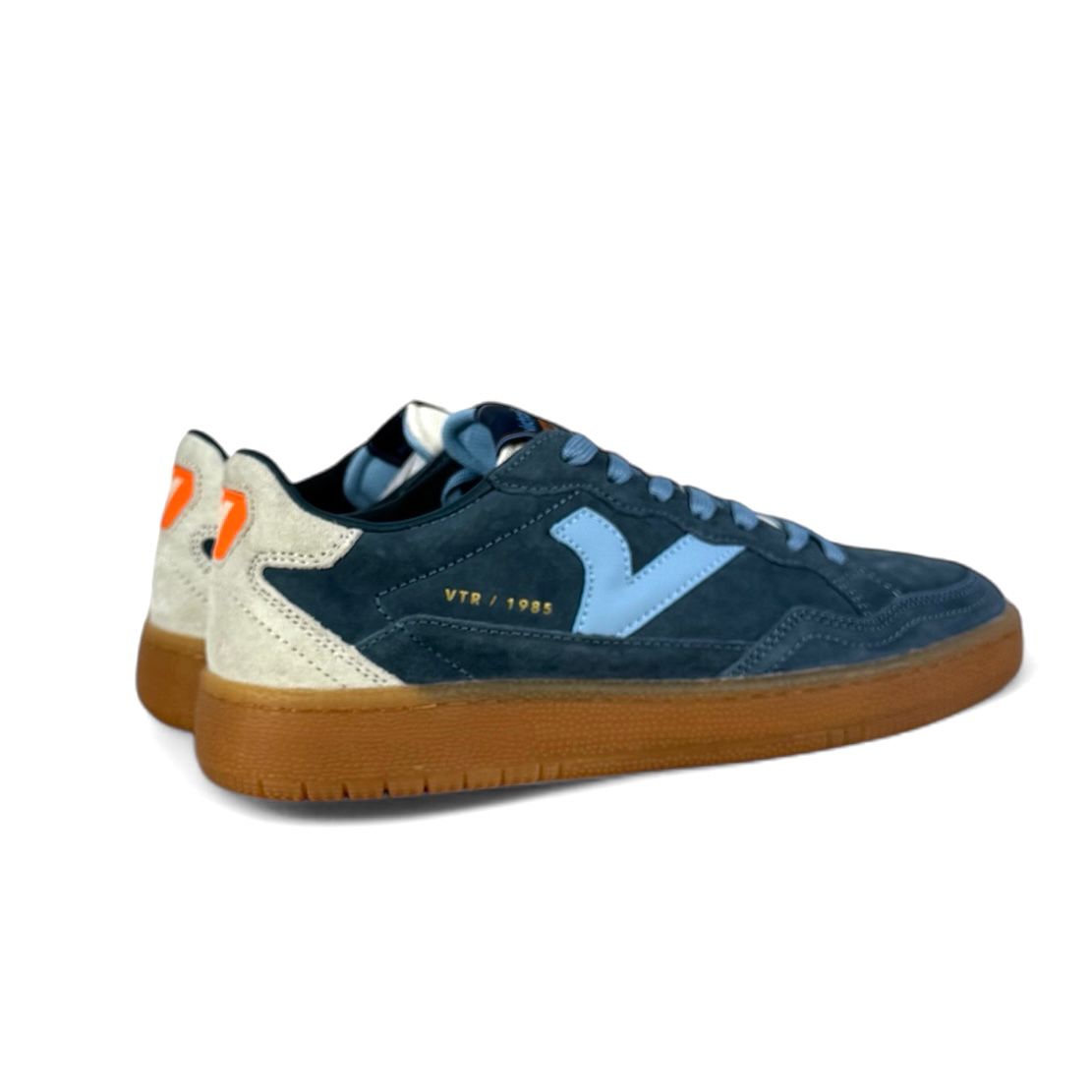 Victoria sneaker uomo in suede blu con dettagli azzurri e bianchi