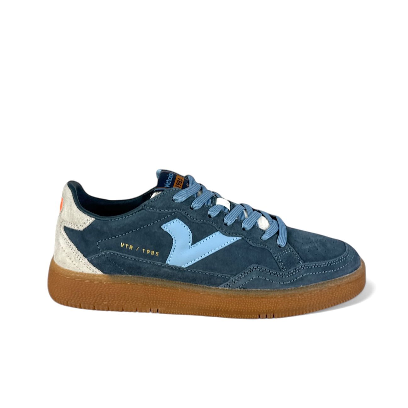 Victoria sneaker uomo in suede blu con dettagli azzurri e bianchi