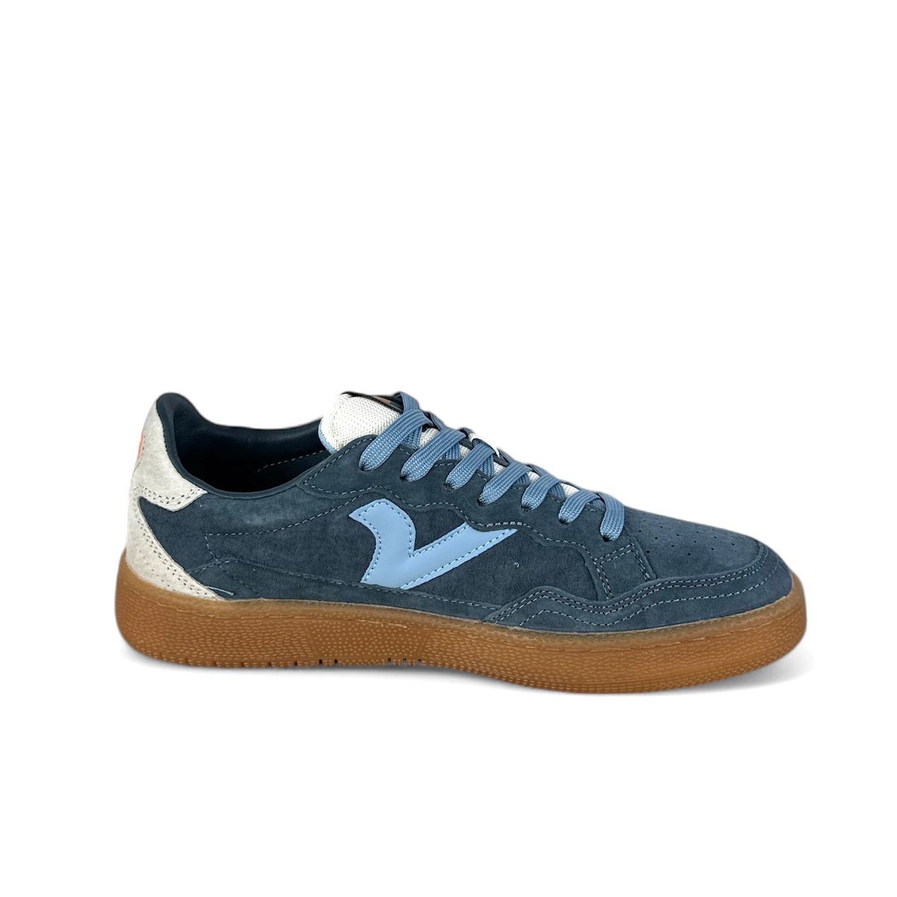 Victoria sneaker uomo in suede blu con dettagli azzurri e bianchi