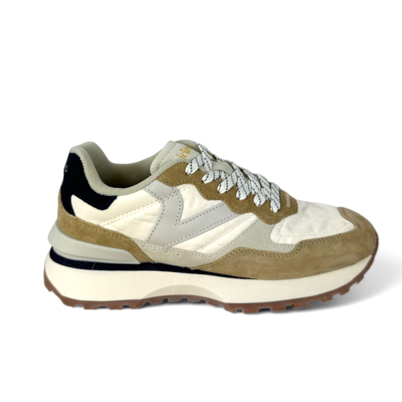 Victoria sneaker uomo in suede tela e pelle color beige grigio e nero