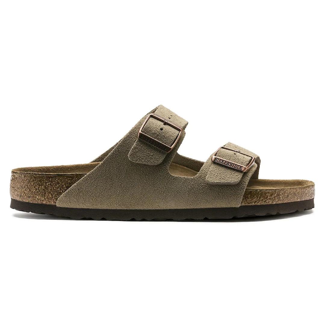 Birkenstock ciabatte unisex due fasce in suede taupe
