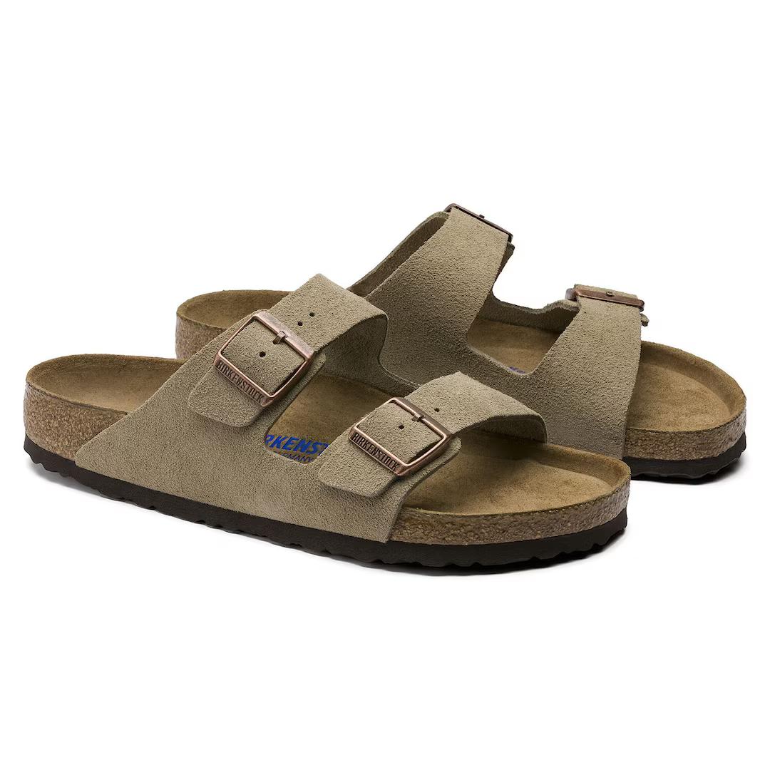 Birkenstock ciabatte unisex due fasce in suede taupe