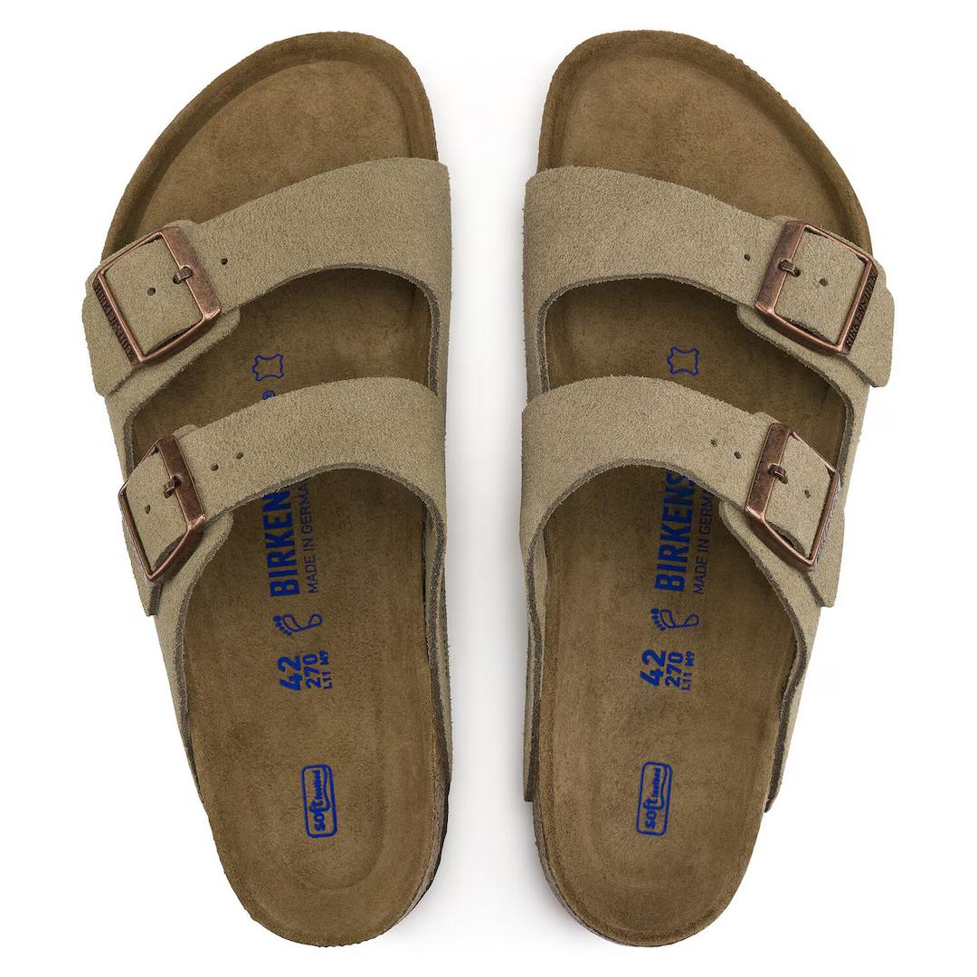 Birkenstock ciabatte unisex due fasce in suede taupe