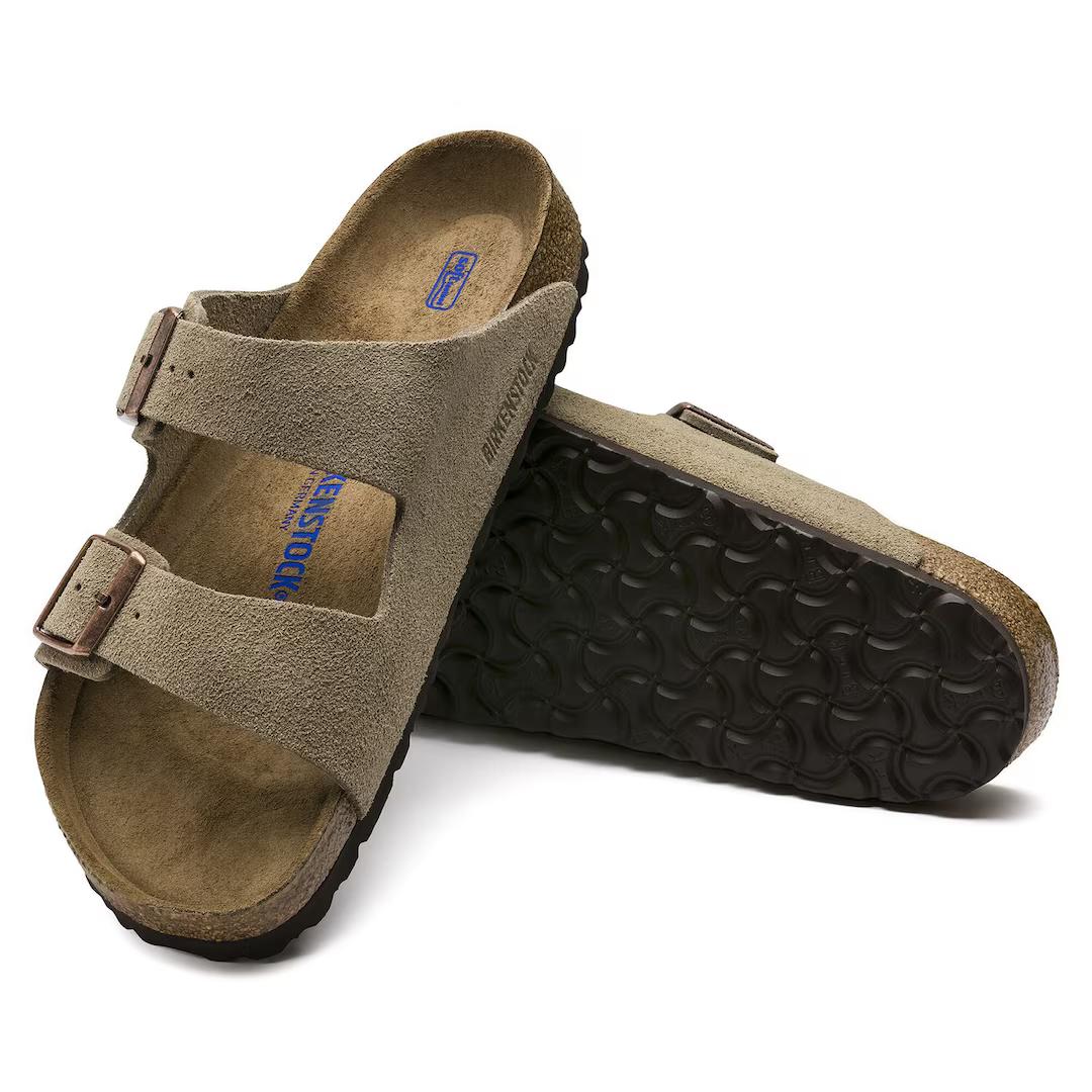Birkenstock ciabatte unisex due fasce in suede taupe