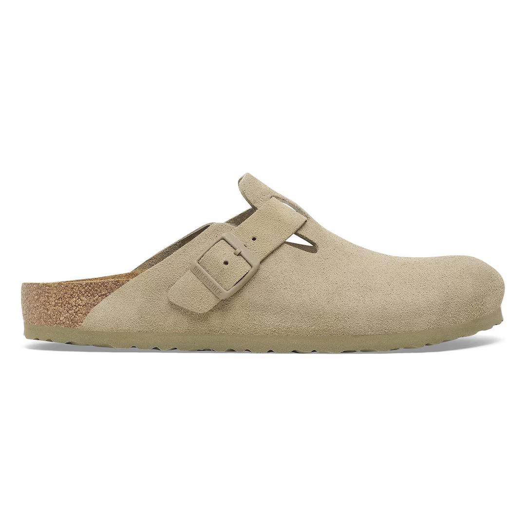 Birkenstock sabot pelle scamosciata color khaki