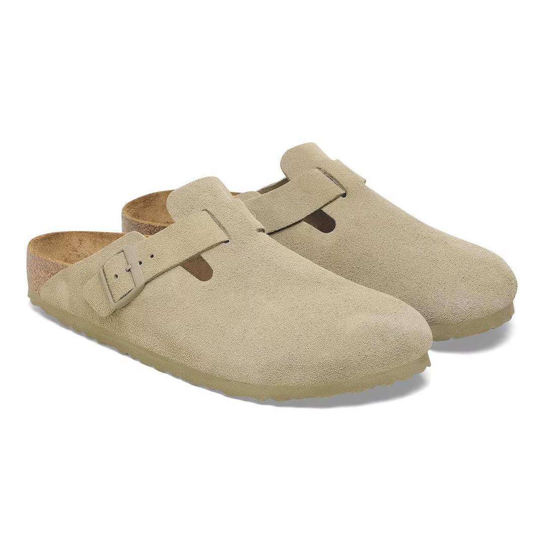 Birkenstock sabot pelle scamosciata color khaki