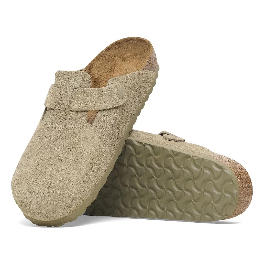 Birkenstock sabot pelle scamosciata color khaki