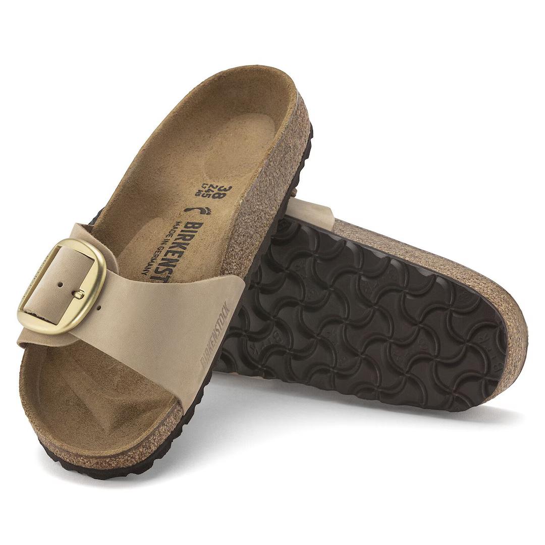 Birkenstock ciabatta donna una fascia nabuck sabbia con big buckle