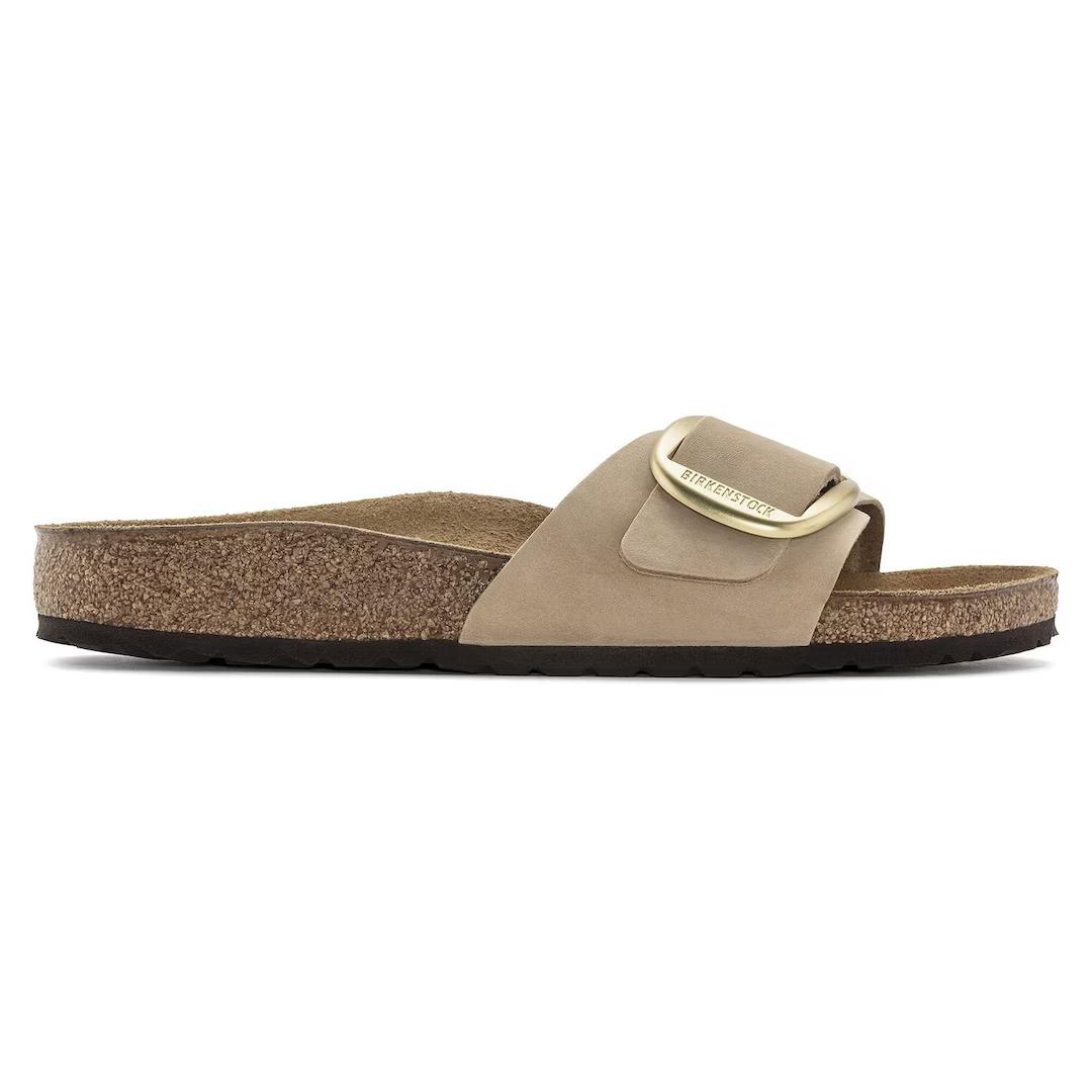 Birkenstock ciabatta donna una fascia nabuck sabbia con big buckle