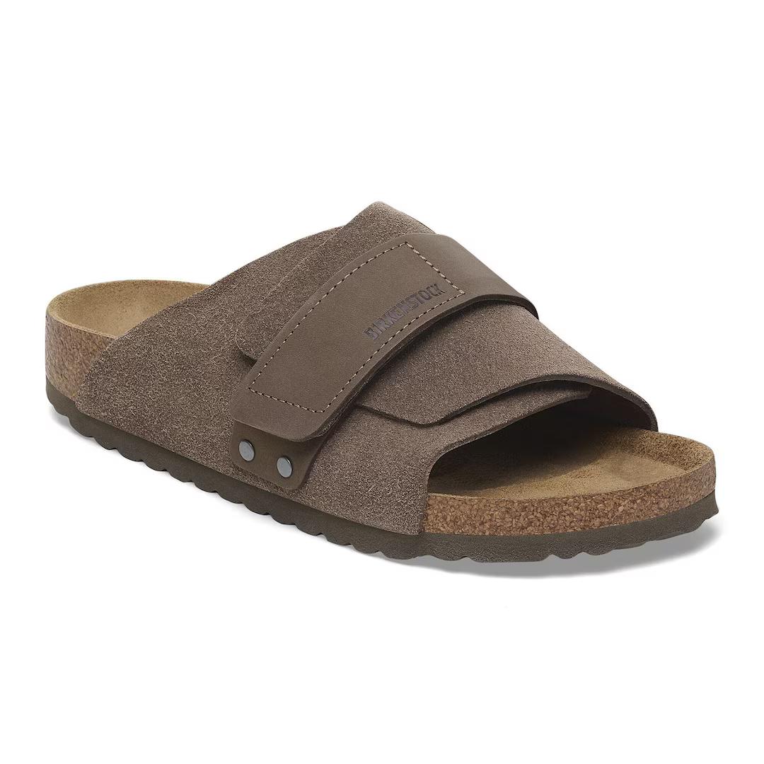 Birkenstock ciabatta uomo a fascia in suede concrete gray con velcro