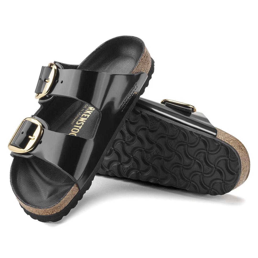 Birkenstock Ciabatta donna arizona in pelle verniciata due fasce nera