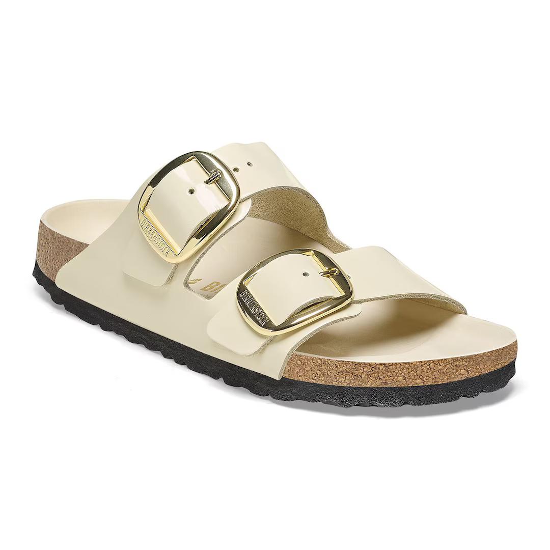 Birkenstock ciabatta donna due fasce pelle verniciata crema