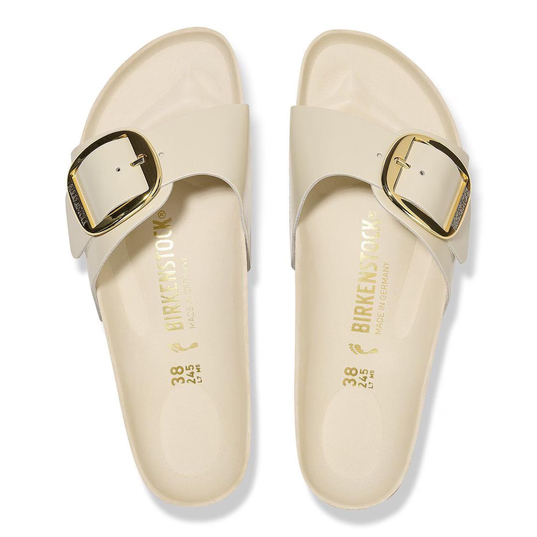Birkenstock ciabatta donna una fascia high shine crema