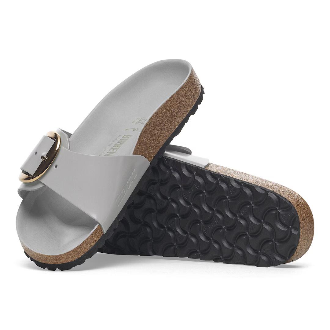 Birkenstock ciabatta donna una fascia high shine grigio