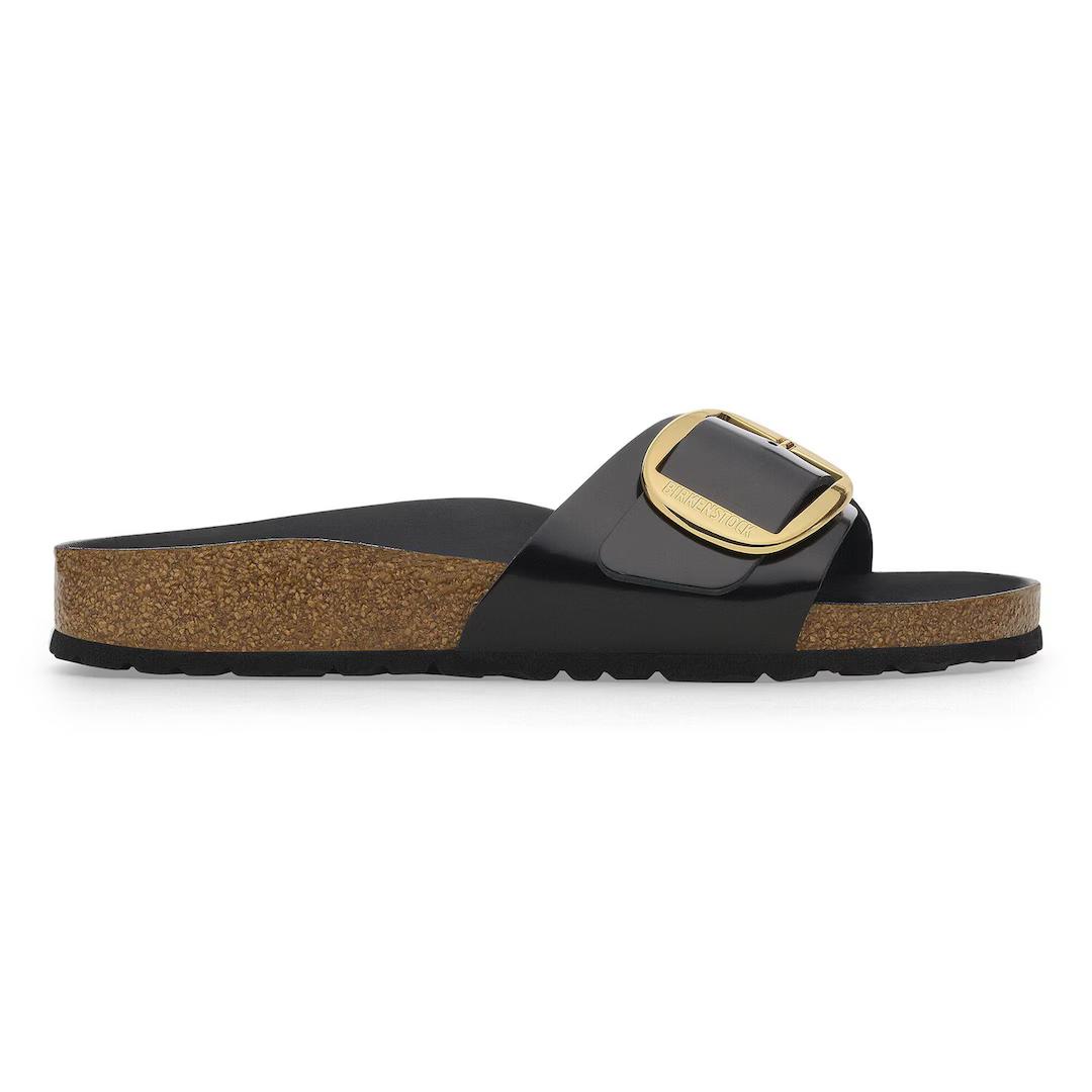 Birkenstock Ciabatta donna a fascia in pelle verniciata nera