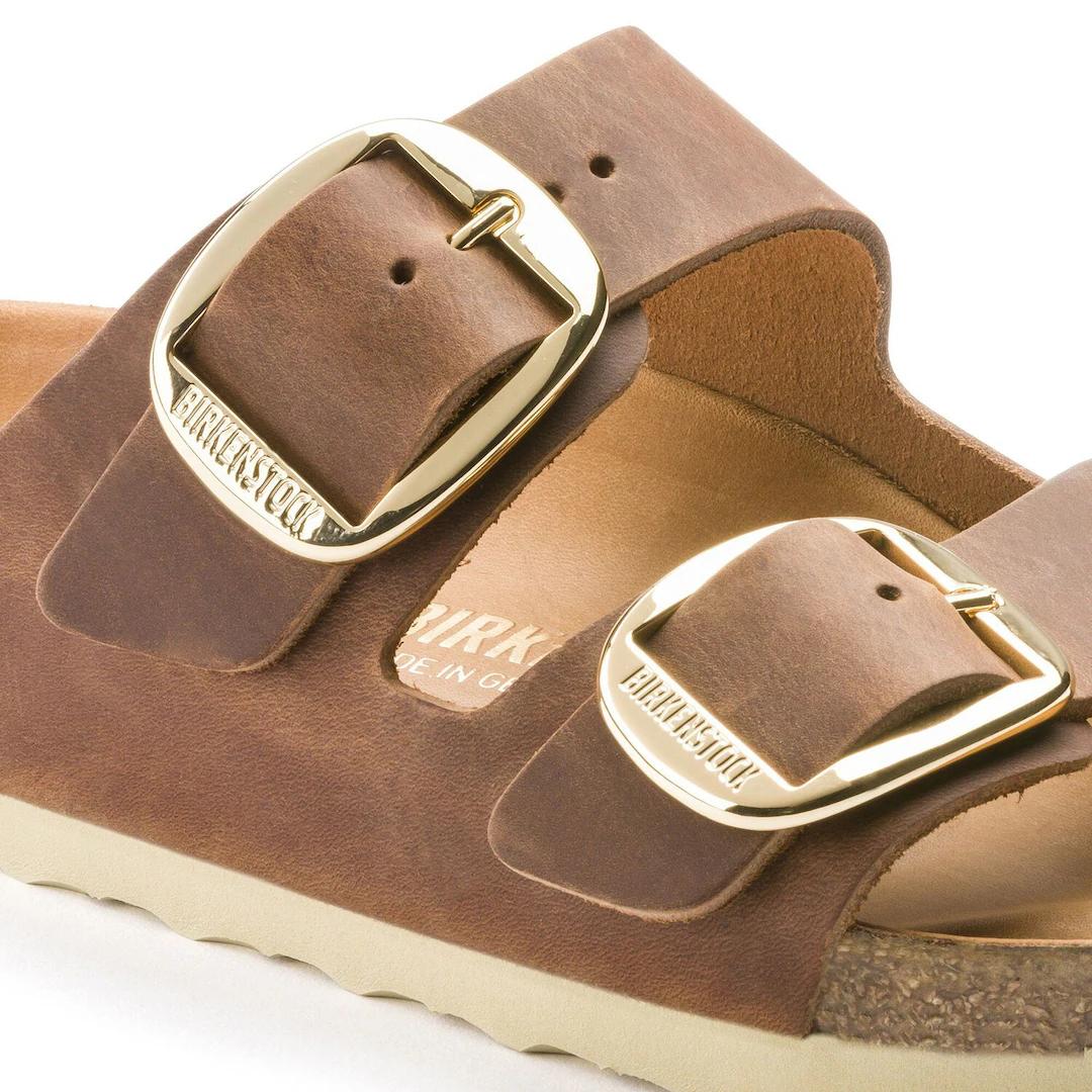 Birkenstock ciabatta donna due fasce in pelle oliata cognac