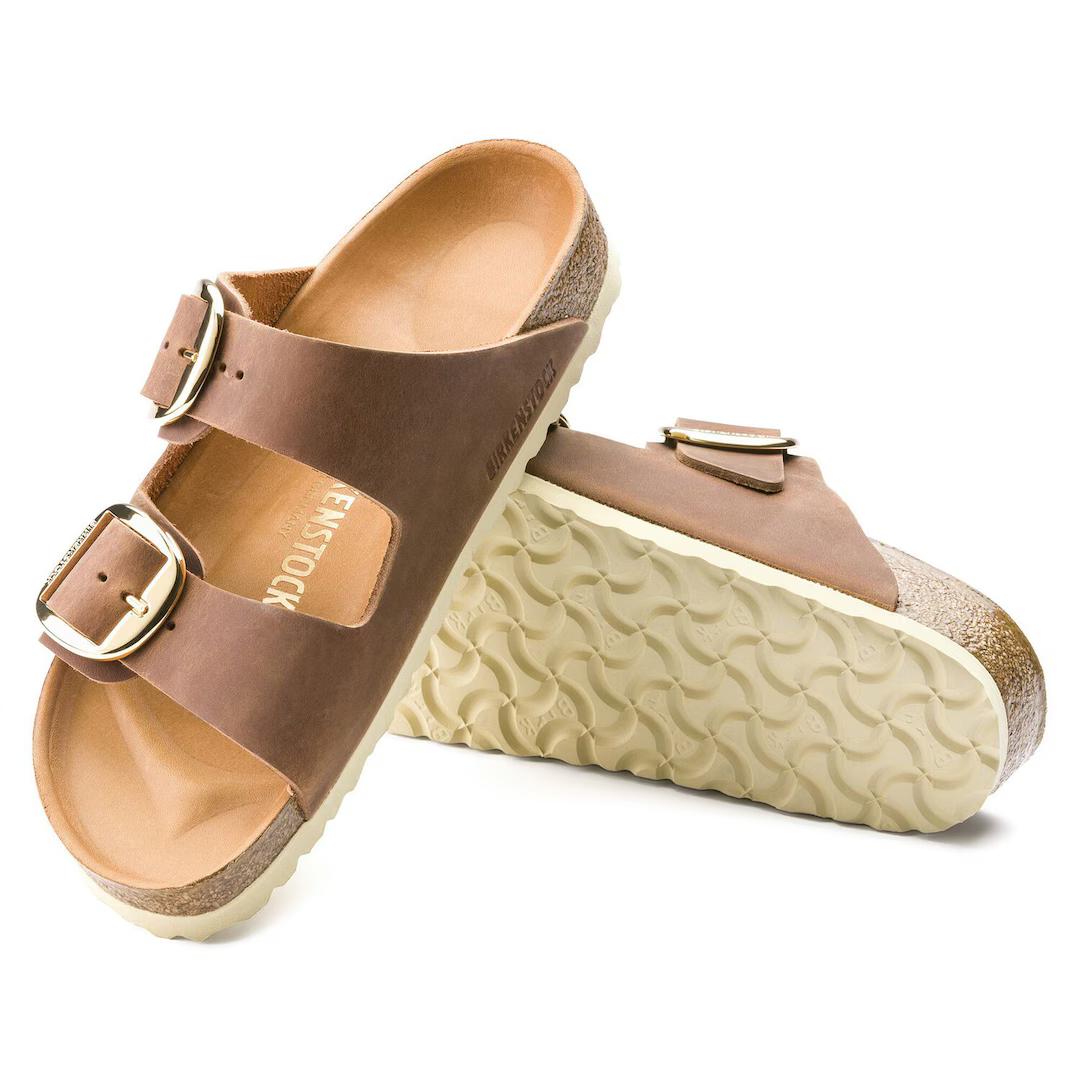 Birkenstock ciabatta donna due fasce in pelle oliata cognac