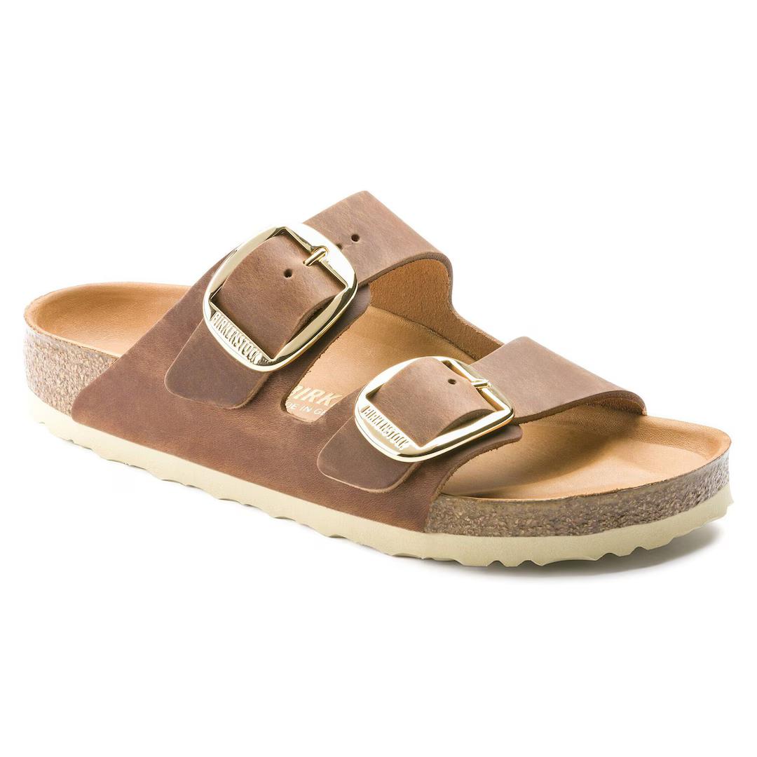 Birkenstock ciabatta donna due fasce in pelle oliata cognac