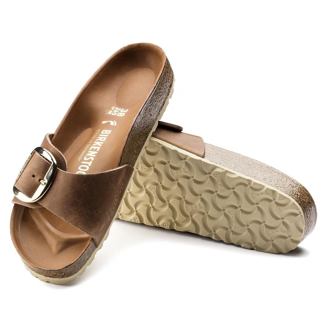 Birkenstock ciabatta donna a fascia in pelle oliata cognac
