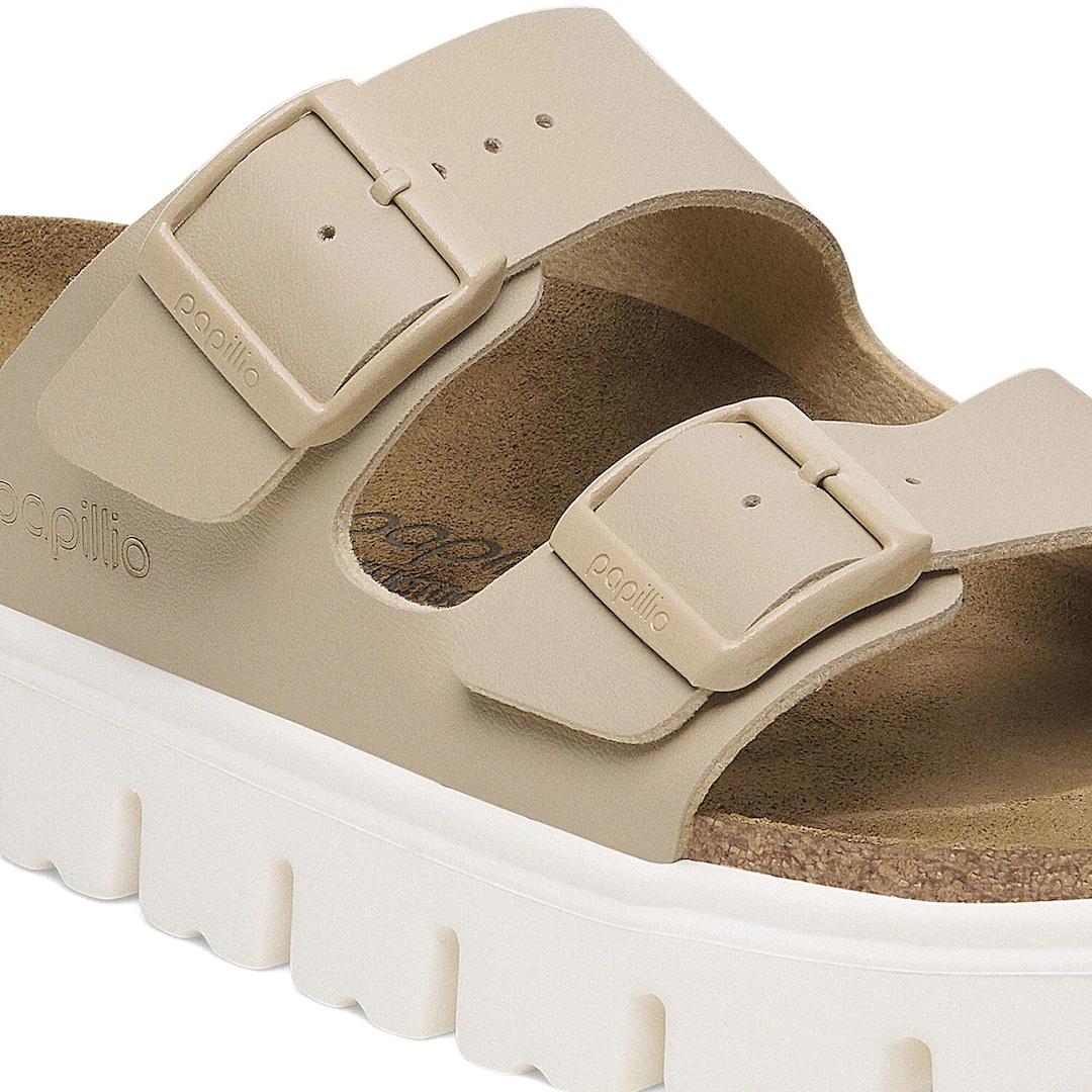 Birkenstock ciabatta donna pap chunky in birko flor sabbia con fondo platform