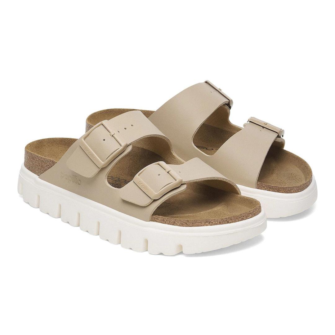 Birkenstock ciabatta donna pap chunky in birko flor sabbia con fondo platform