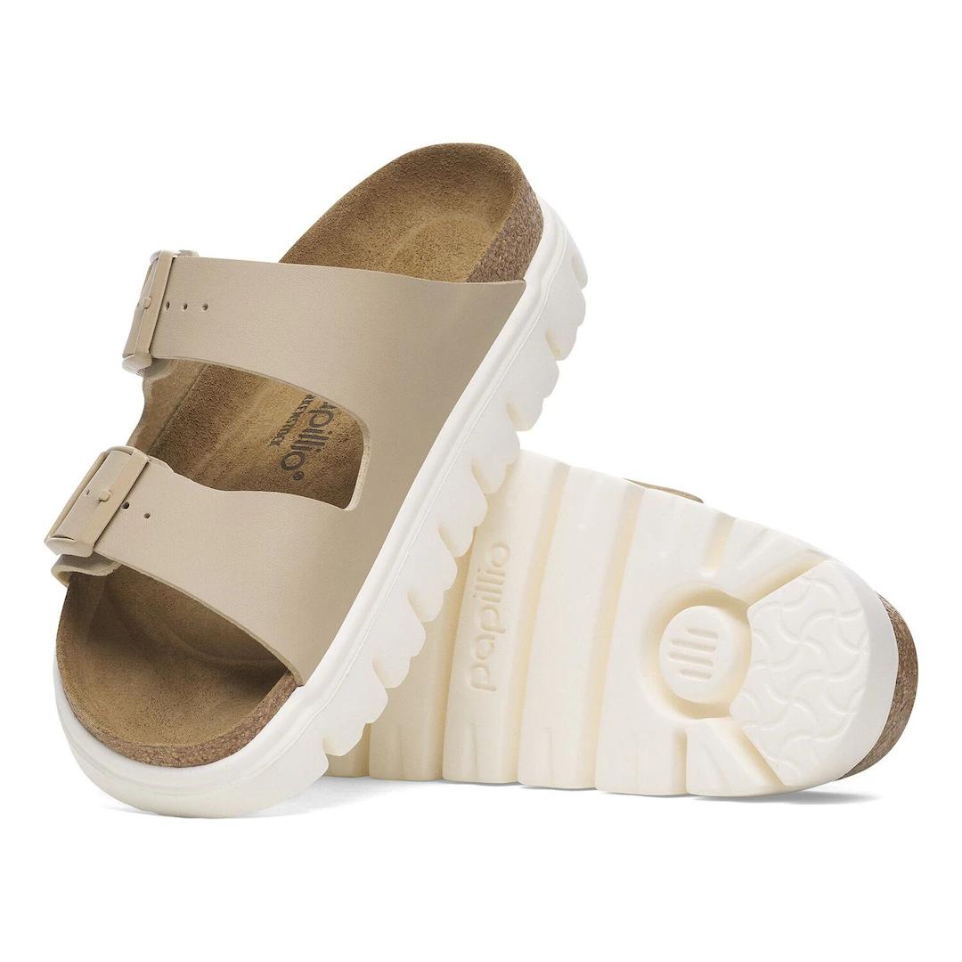 Birkenstock ciabatta donna pap chunky in birko flor sabbia con fondo platform