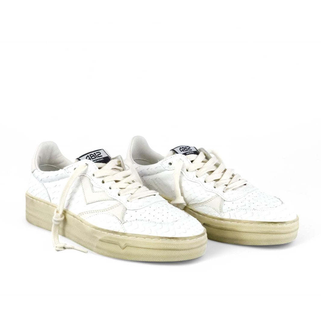 4B12 sneaker donna in pelle squamato bianco