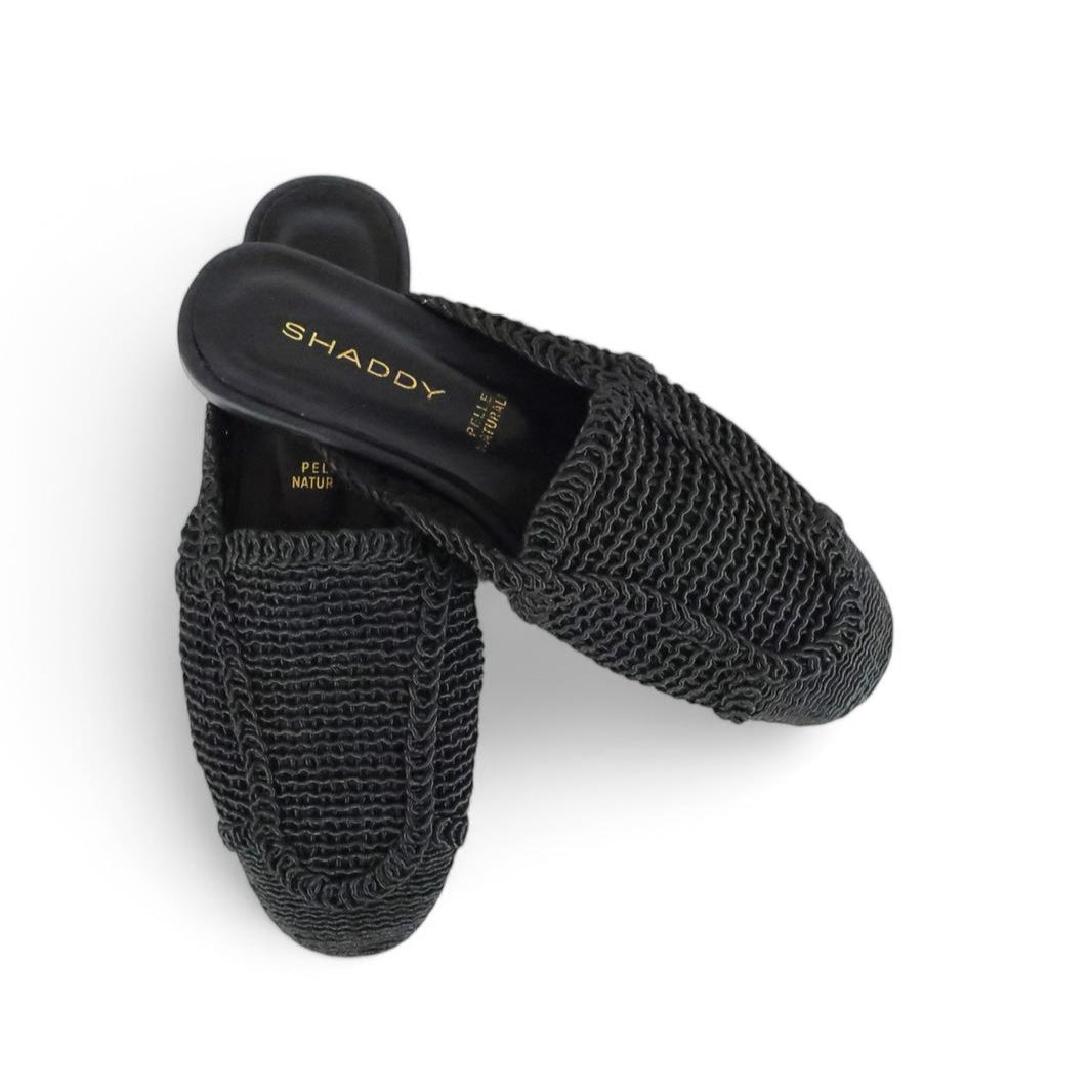Shaddy sabot donna in tessuto macramè nero