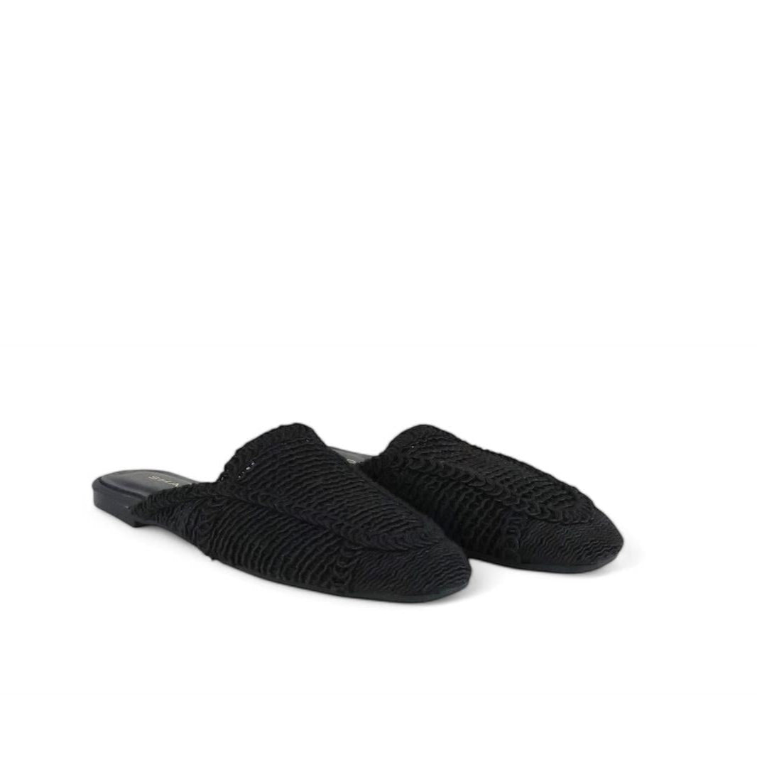 Shaddy sabot donna in tessuto macramè nero