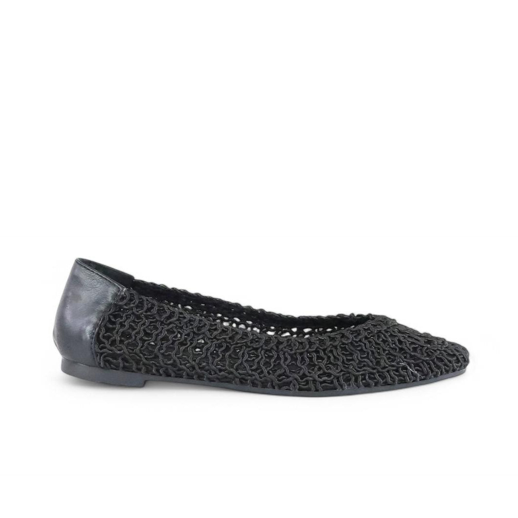 Shaddy ballerina donna in tessuto macramè nero