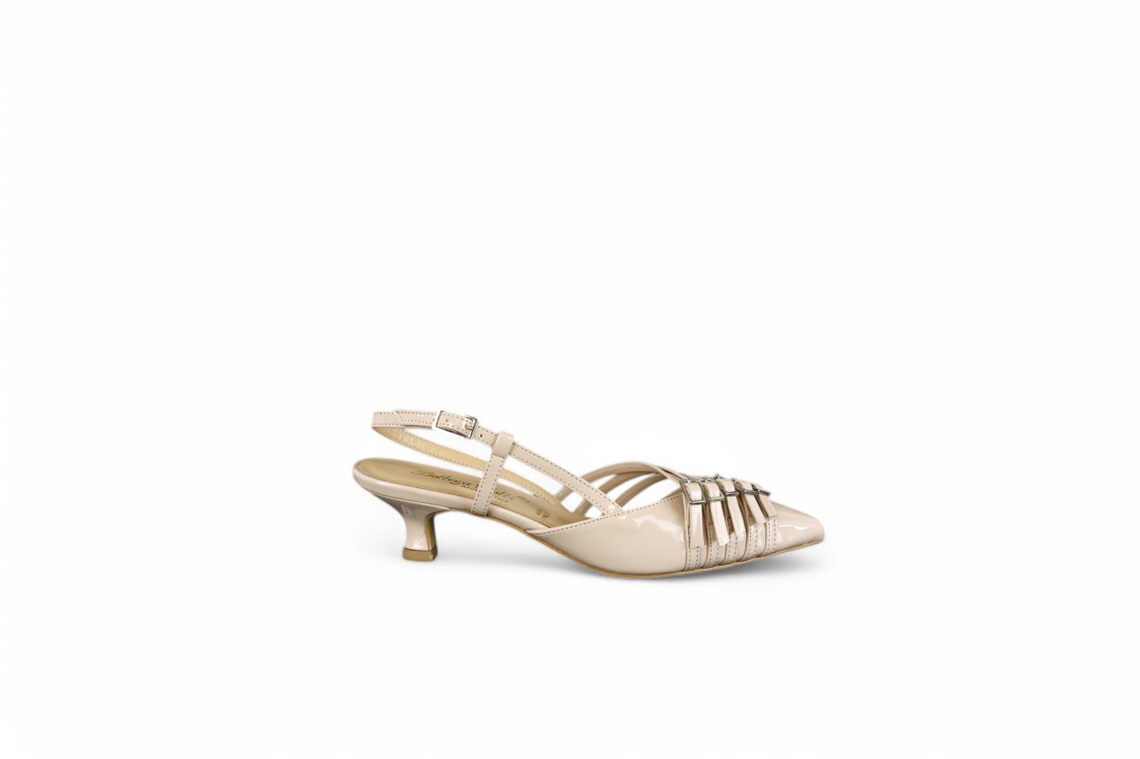 Bottega Lotti slingback donna in vernice nude con fibbiette