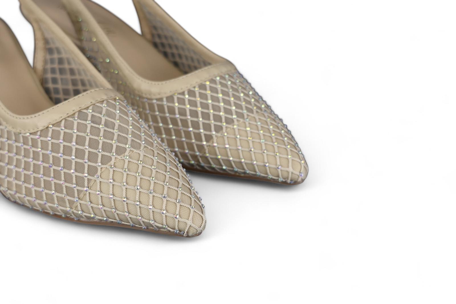 Cristin chanel donna in ecopelle e rete nude con strass