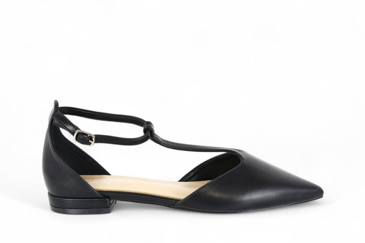 Cristin ballerina donna in ecopelle nera a punta con laccino sul collo del piede