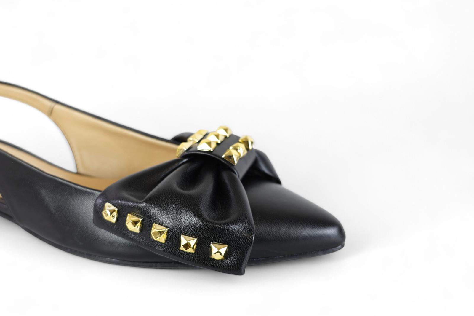 Bottega Lotti chanel donna nero con fiocco e borchie oro
