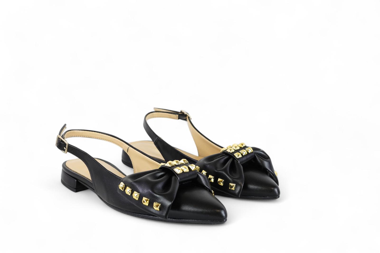 Bottega Lotti chanel donna nero con fiocco e borchie oro