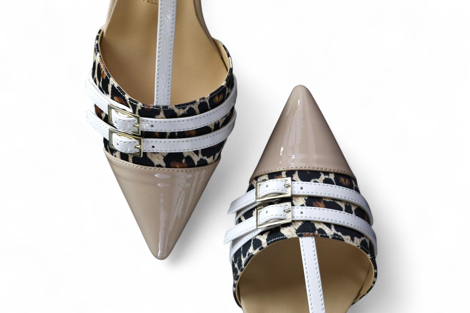 Bottega Lotti mary jane donna in ecopelle nude e tessuto animalier