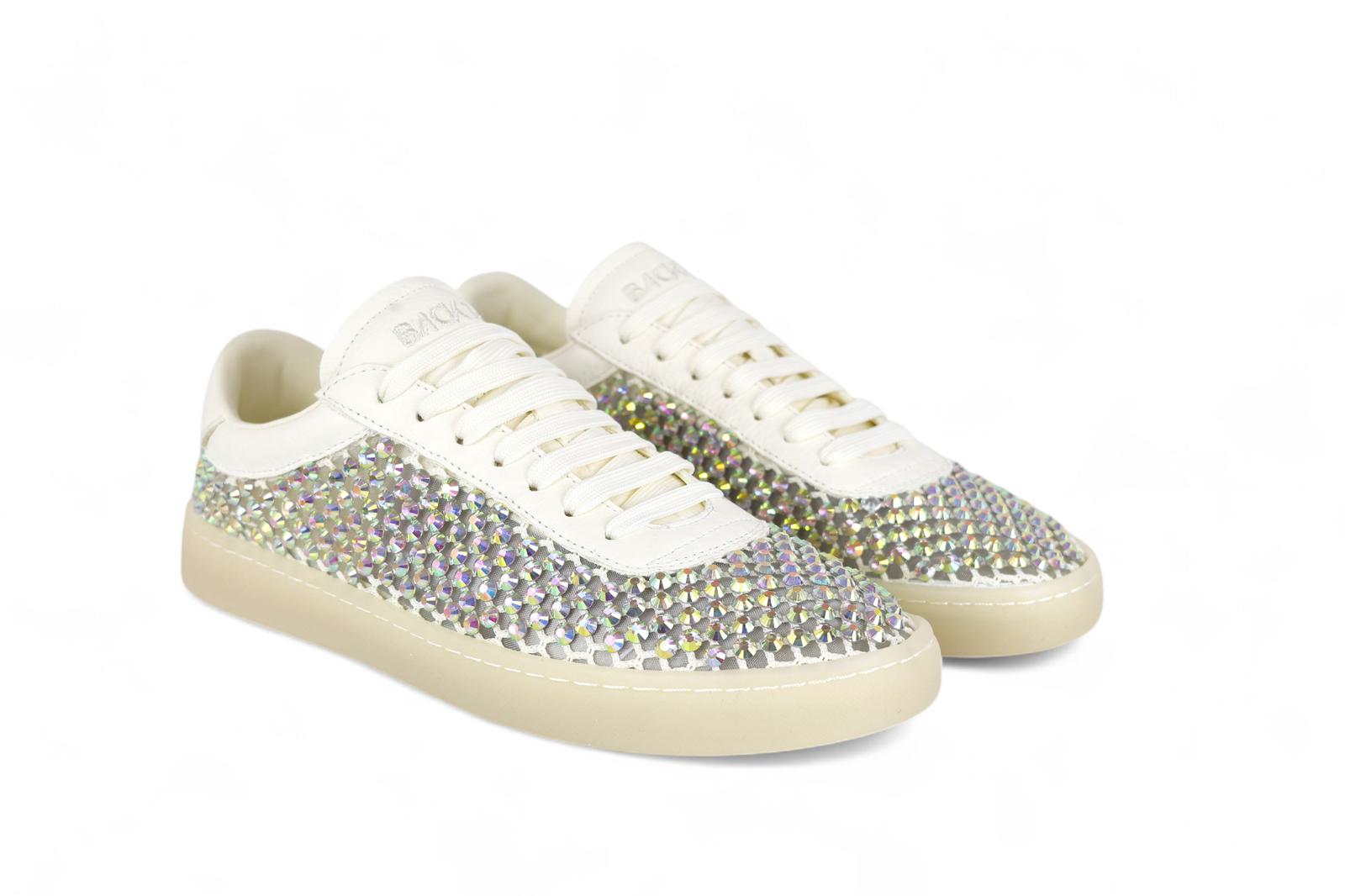 Back 70 sneakers donna retata bianca con strass boreale